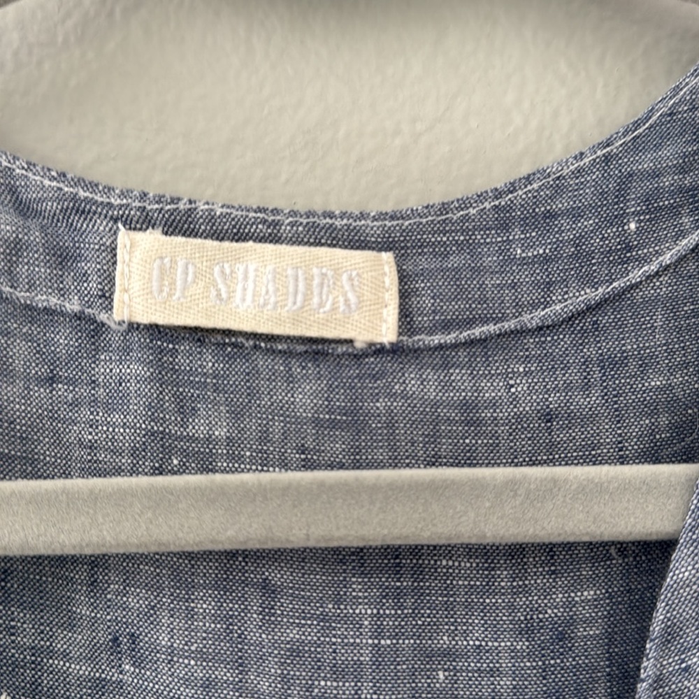 WOMENS CP SHADES BLUE CHAMBRAY LINEN AMANDA MAXI DRESS~POCKETS~  M - Picture 4 of 10